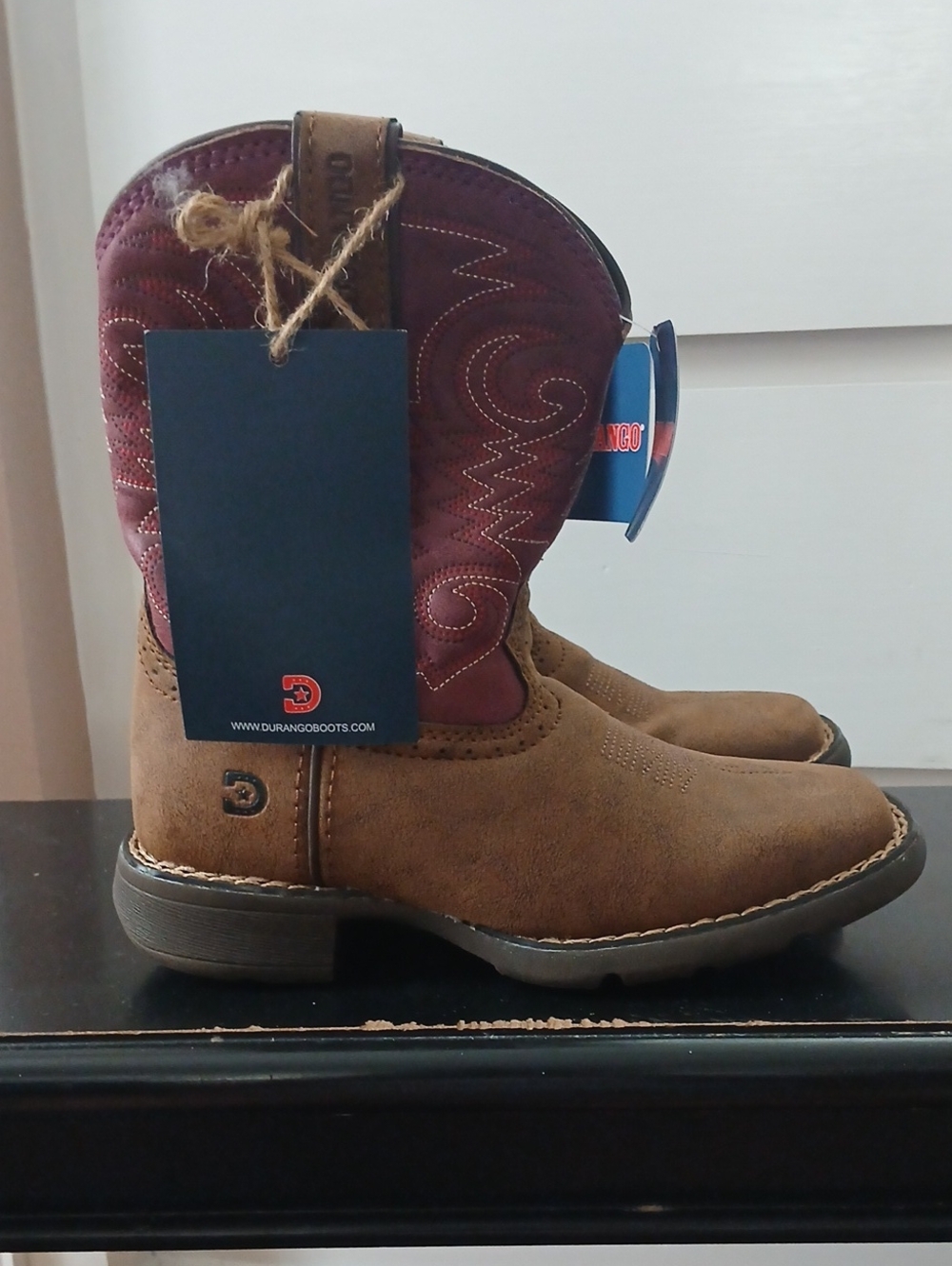 Durango Kids Brown and Burgundy Western Pull-On Boots
